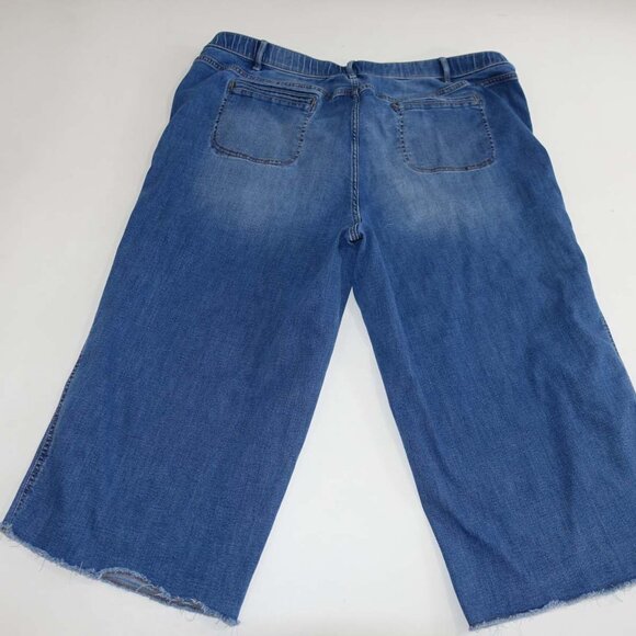 J. Jill Women's Wide Leg Crop Jeans Size 26W Blue Raw Hems Mid Rise Denim - Picture 6 of 8